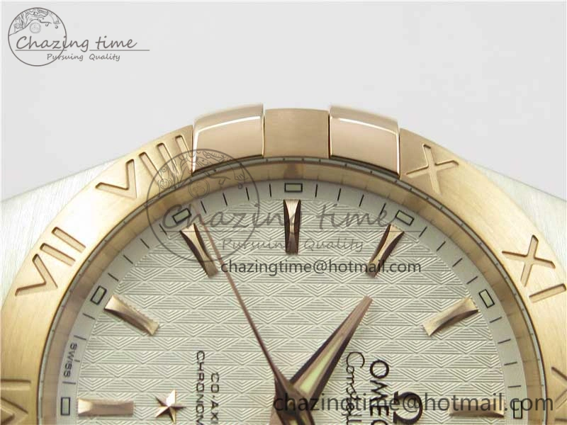 Constellation 38mm SS RG VSF 1:1 Best Edition WhiteTextured Dial on SS RG Bracelet A8500 Super Clone