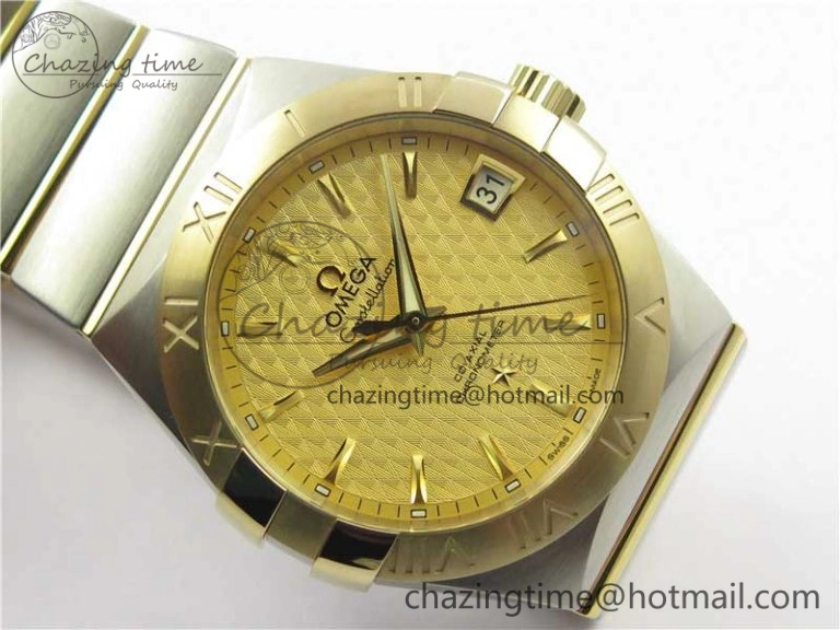 Constellation 38mm SS YG VSF 1:1 Best Edition Gold Textured Dial on SS YG Bracelet A8500 Super Clone