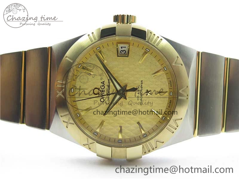 Constellation 38mm SS YG VSF 1:1 Best Edition Gold Textured Dial on SS YG Bracelet A8500 Super Clone