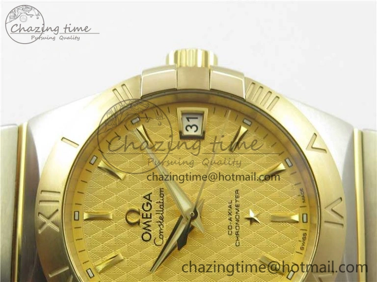 Constellation 38mm SS YG VSF 1:1 Best Edition Gold Textured Dial on SS YG Bracelet A8500 Super Clone