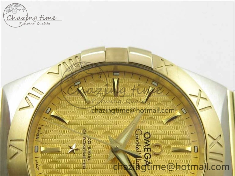 Constellation 38mm SS YG VSF 1:1 Best Edition Gold Textured Dial on SS YG Bracelet A8500 Super Clone