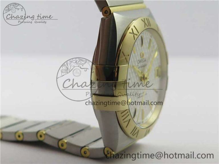 Constellation 38mm SS YG VSF 1:1 Best Edition White Textured Dial on SS YG Bracelet A8500 Super Clone