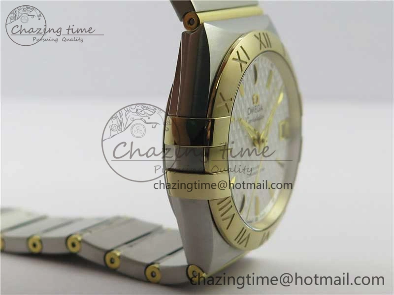 Constellation 38mm SS YG VSF 1:1 Best Edition White Textured Dial on SS YG Bracelet A8500 Super Clone