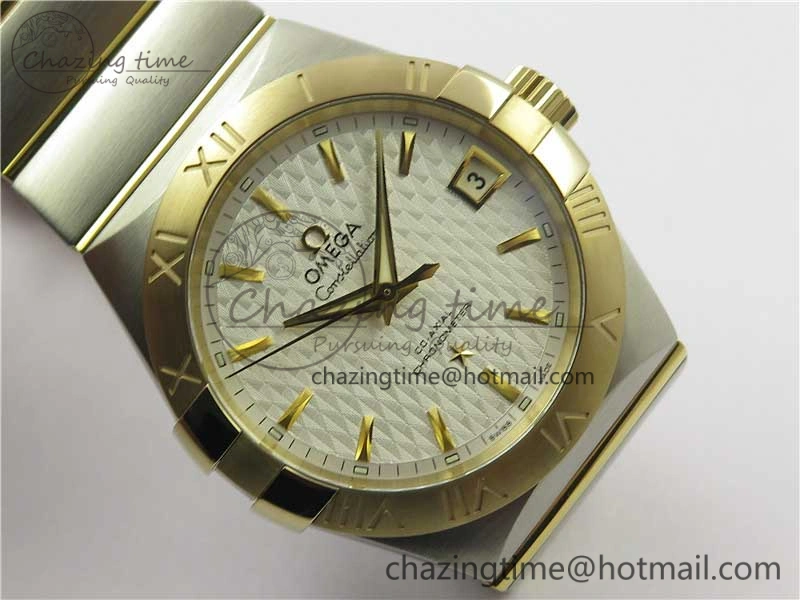Constellation 38mm SS YG VSF 1:1 Best Edition White Textured Dial on SS YG Bracelet A8500 Super Clone