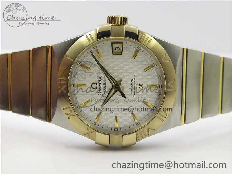 Constellation 38mm SS YG VSF 1:1 Best Edition White Textured Dial on SS YG Bracelet A8500 Super Clone