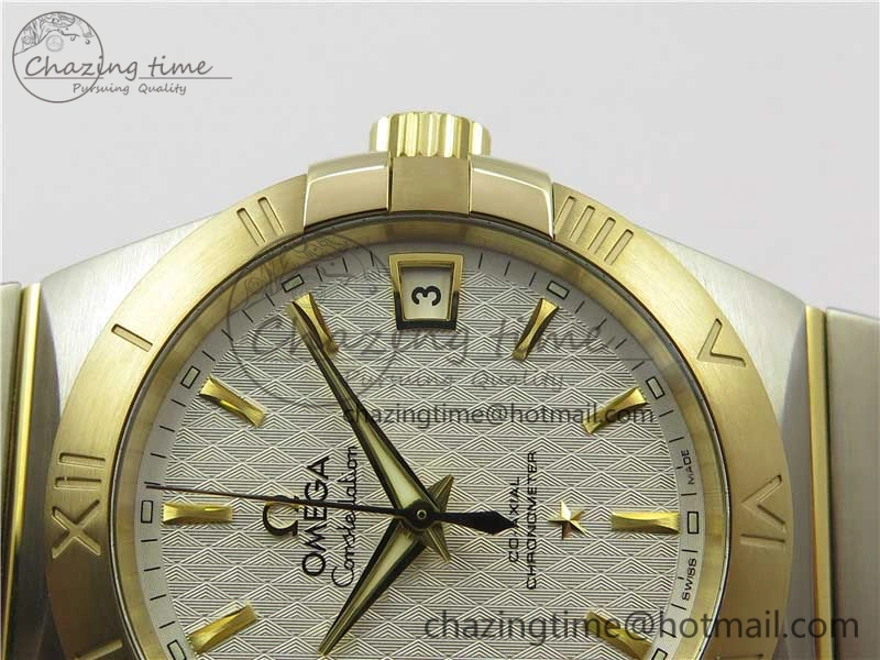 Constellation 38mm SS YG VSF 1:1 Best Edition White Textured Dial on SS YG Bracelet A8500 Super Clone