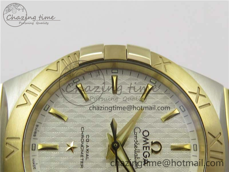Constellation 38mm SS YG VSF 1:1 Best Edition White Textured Dial on SS YG Bracelet A8500 Super Clone