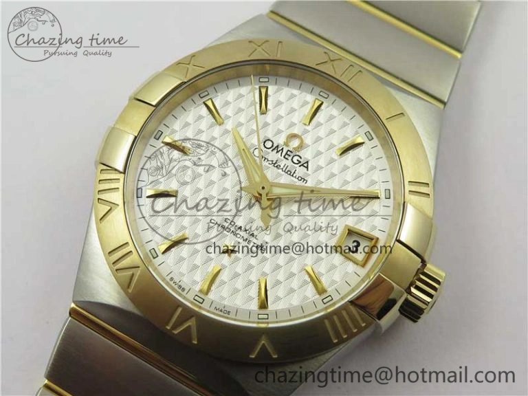 Constellation 38mm SS YG VSF 1:1 Best Edition White Textured Dial on SS YG Bracelet A8500 Super Clone