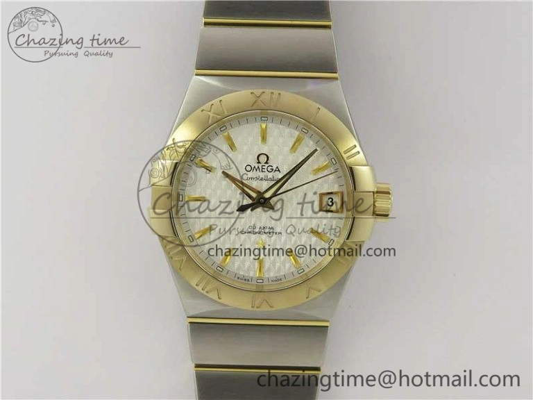 Constellation 38mm SS YG VSF 1:1 Best Edition White Textured Dial on SS YG Bracelet A8500 Super Clone
