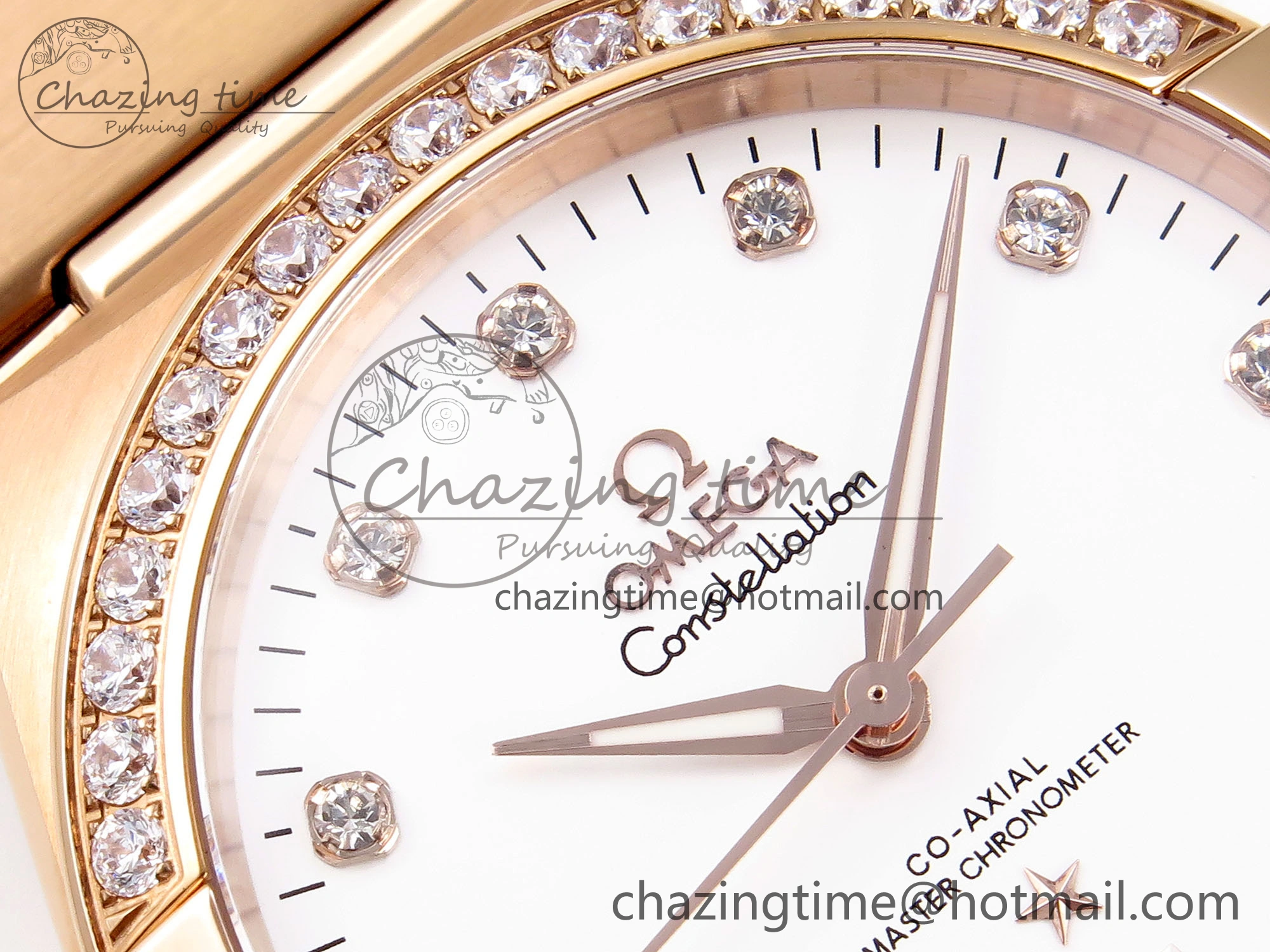 Constellation 39mm RG Diamonds Bezel ASWF 1:1 Best Edition White Dial on RG Bracelet A8801
