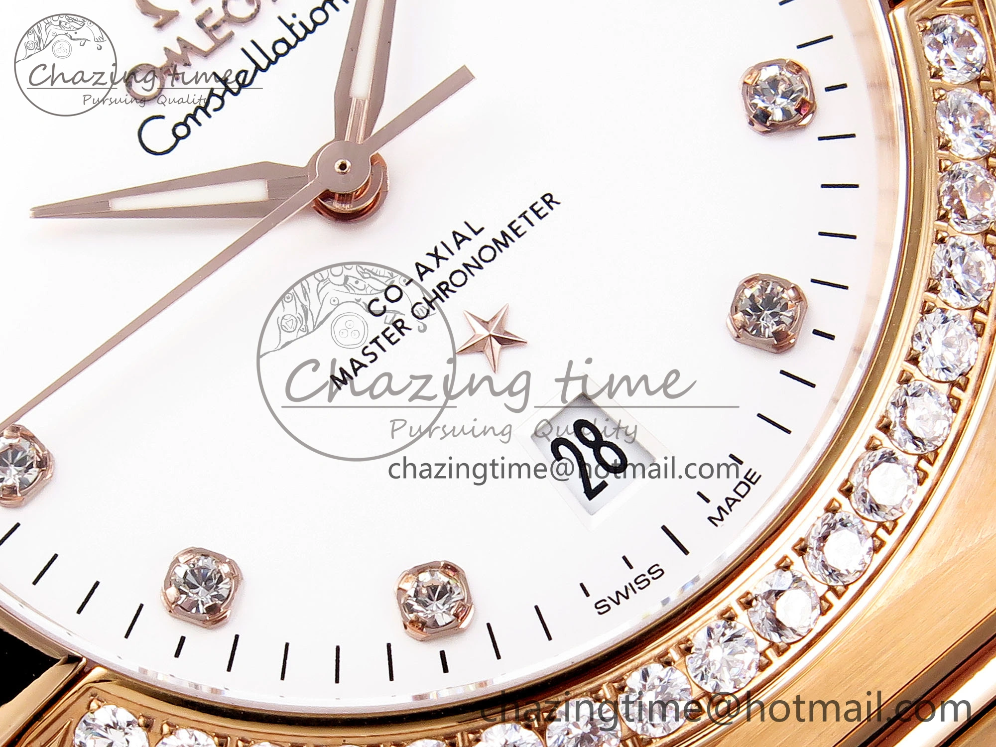 Constellation 39mm RG Diamonds Bezel ASWF 1:1 Best Edition White Dial on RG Bracelet A8801