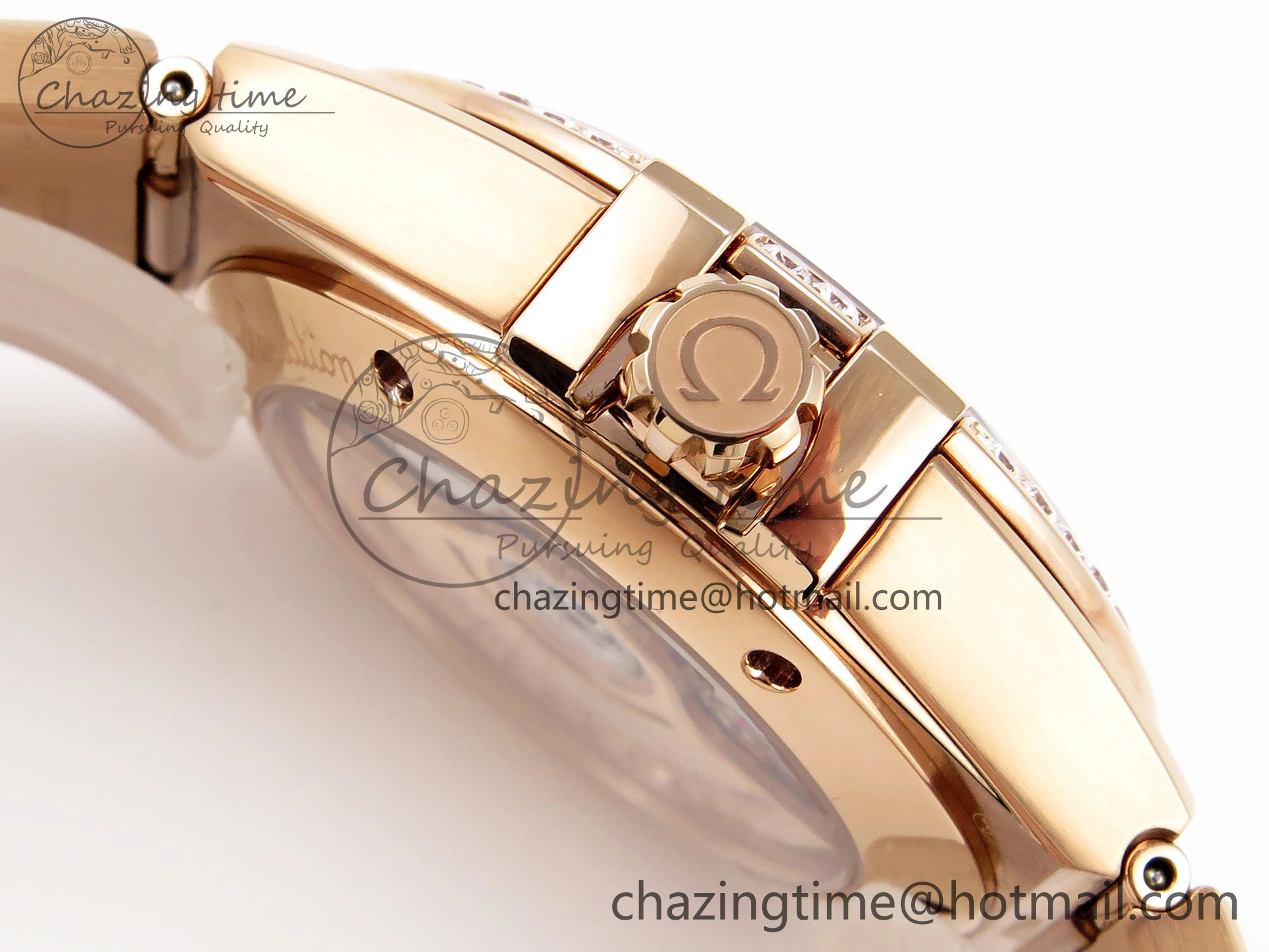 Constellation 39mm RG Diamonds Bezel ASWF 1:1 Best Edition White Dial on RG Bracelet A8801