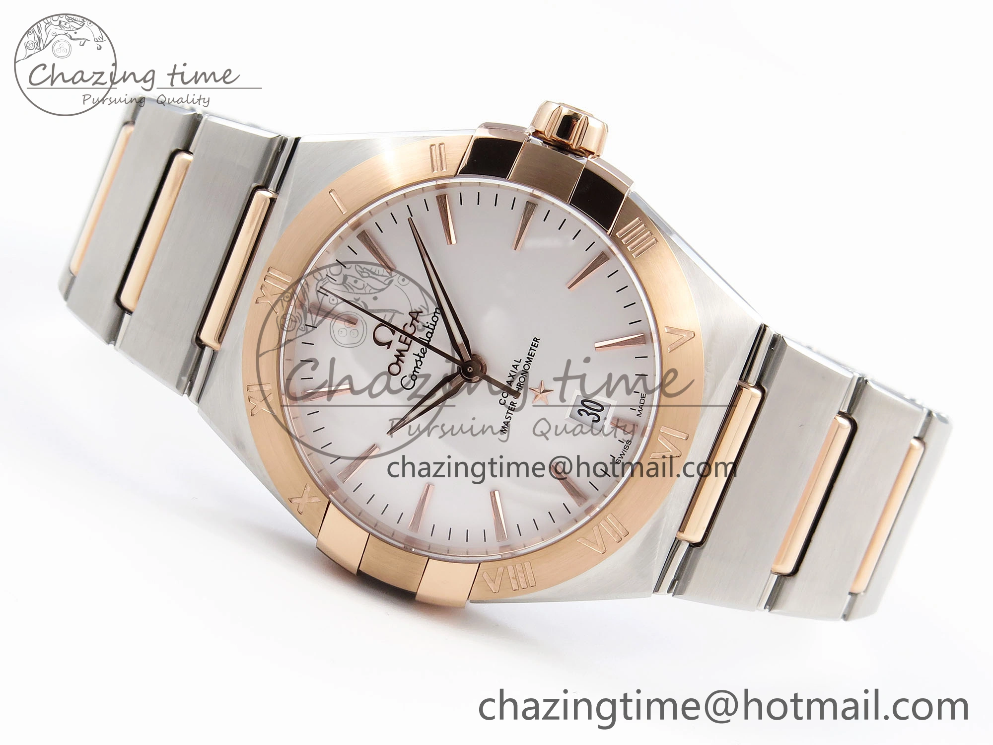 Constellation 39mm SS RG ASWF 1:1 Best Edition White Dial on SS RG Bracelet A8800