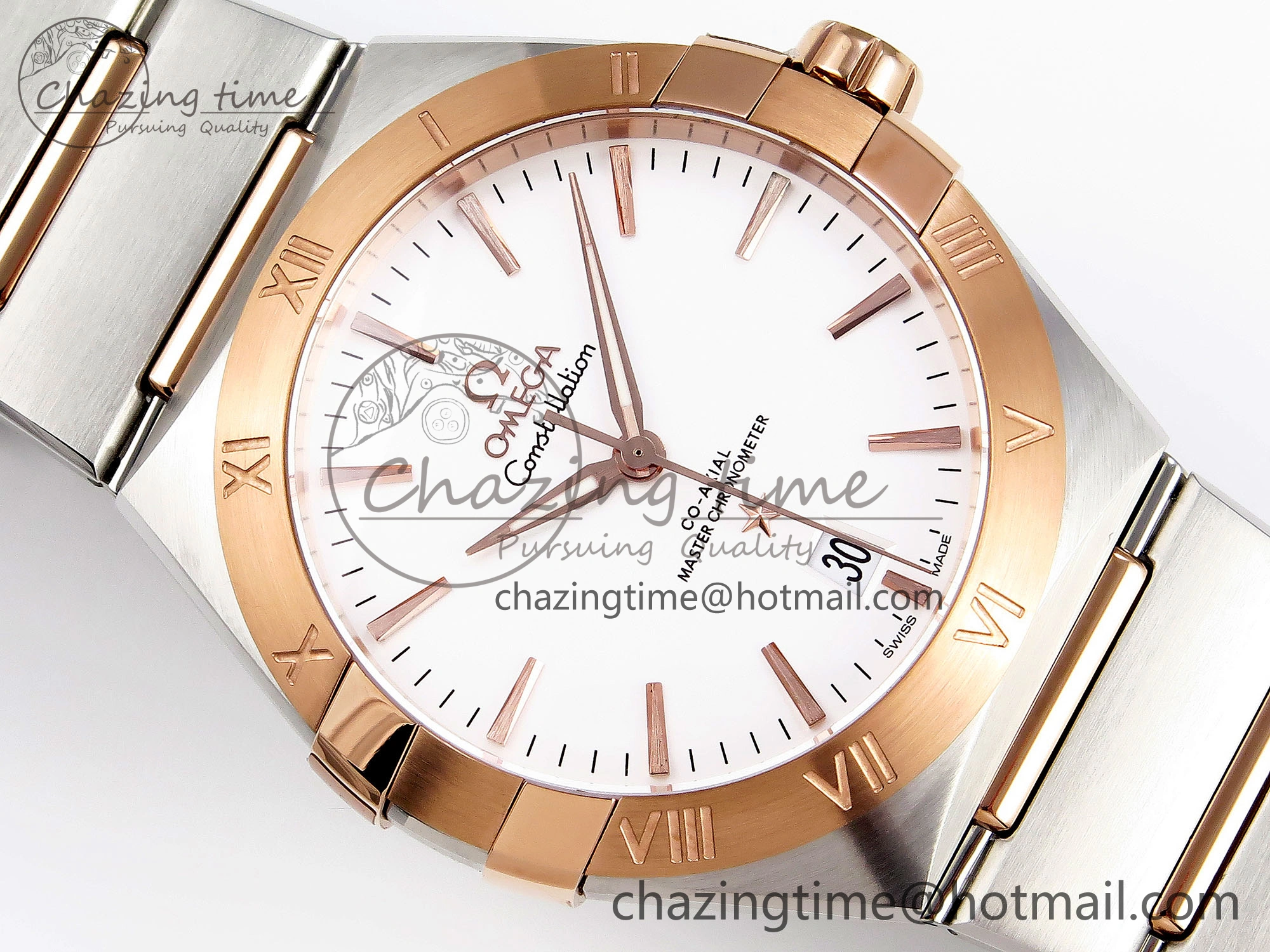Constellation 39mm SS RG ASWF 1:1 Best Edition White Dial on SS RG Bracelet A8800