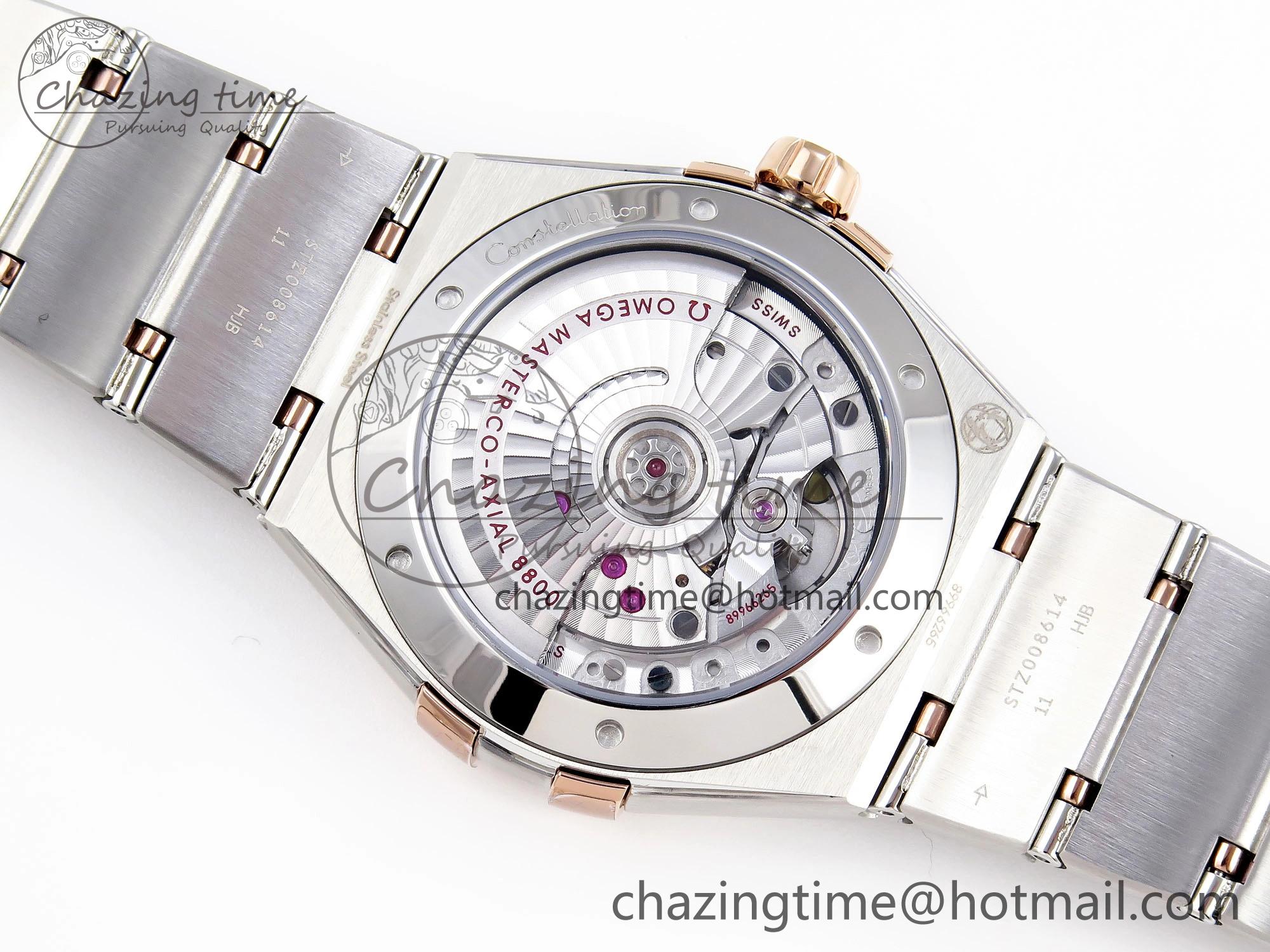 Constellation 39mm SS RG ASWF 1:1 Best Edition White Diamonds Dial on SS RG Bracelet A8800