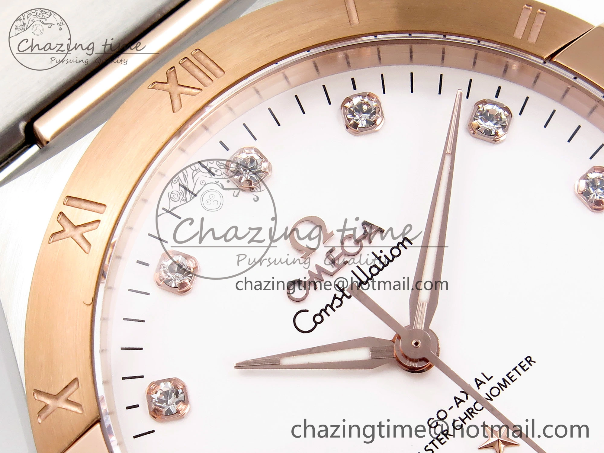 Constellation 39mm SS RG ASWF 1:1 Best Edition White Diamonds Dial on SS RG Bracelet A8800