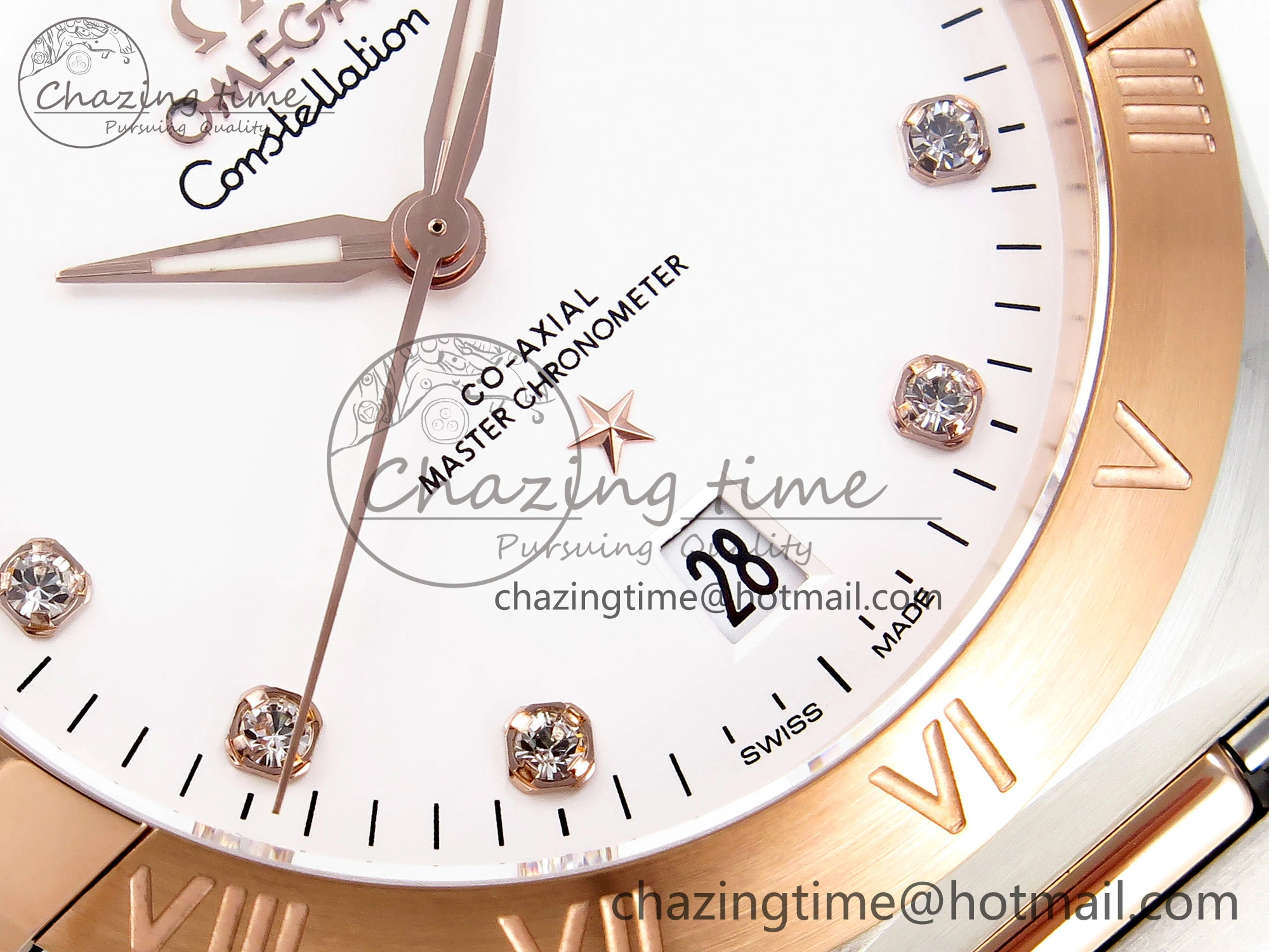 Constellation 39mm SS RG ASWF 1:1 Best Edition White Diamonds Dial on SS RG Bracelet A8800