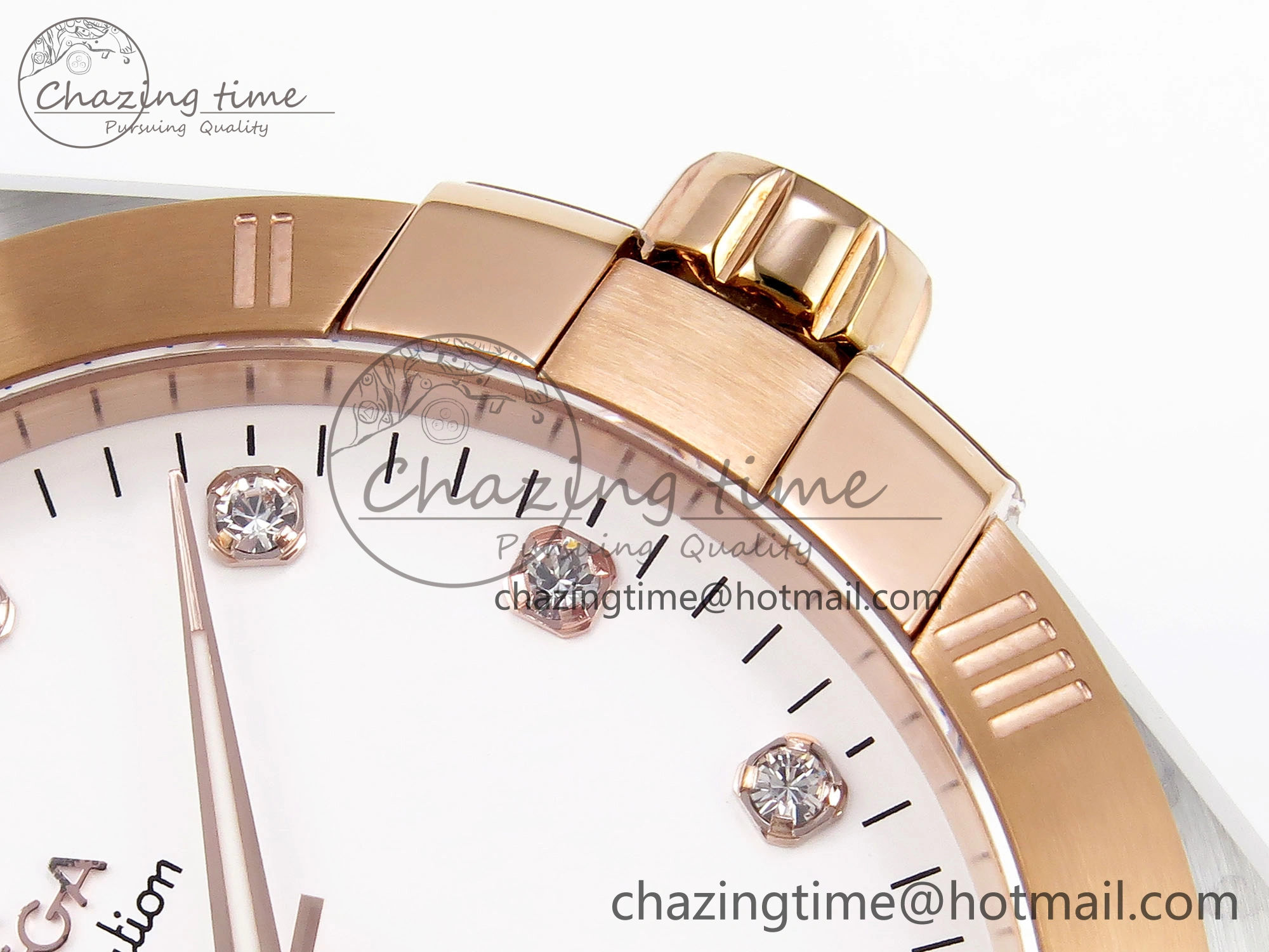 Constellation 39mm SS RG ASWF 1:1 Best Edition White Diamonds Dial on SS RG Bracelet A8800
