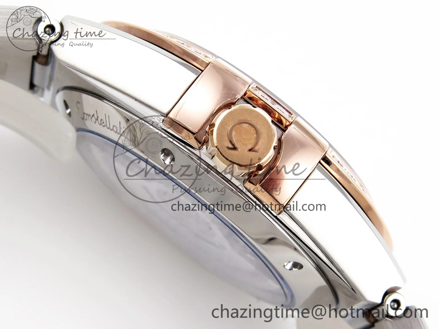 Constellation 39mm SS RG Diamonds Bezel ASWF 1:1 Best Edition White Diamonds Dial on SS RG Bracelet A8800