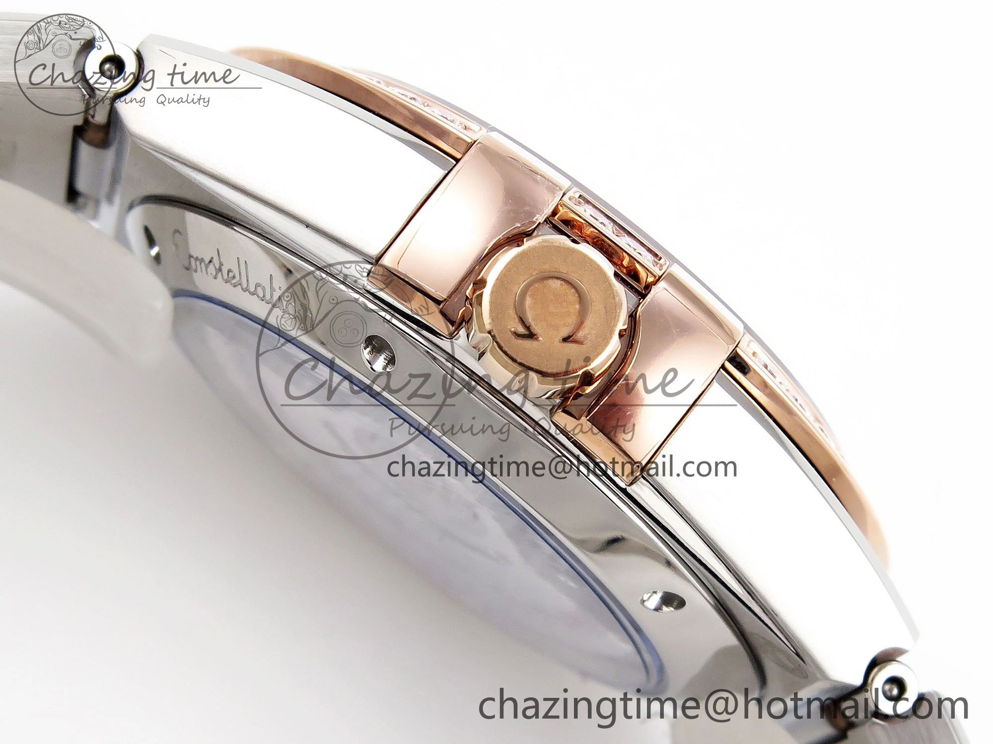 Constellation 39mm SS RG Diamonds Bezel ASWF 1:1 Best Edition White Diamonds Dial on SS RG Bracelet A8800