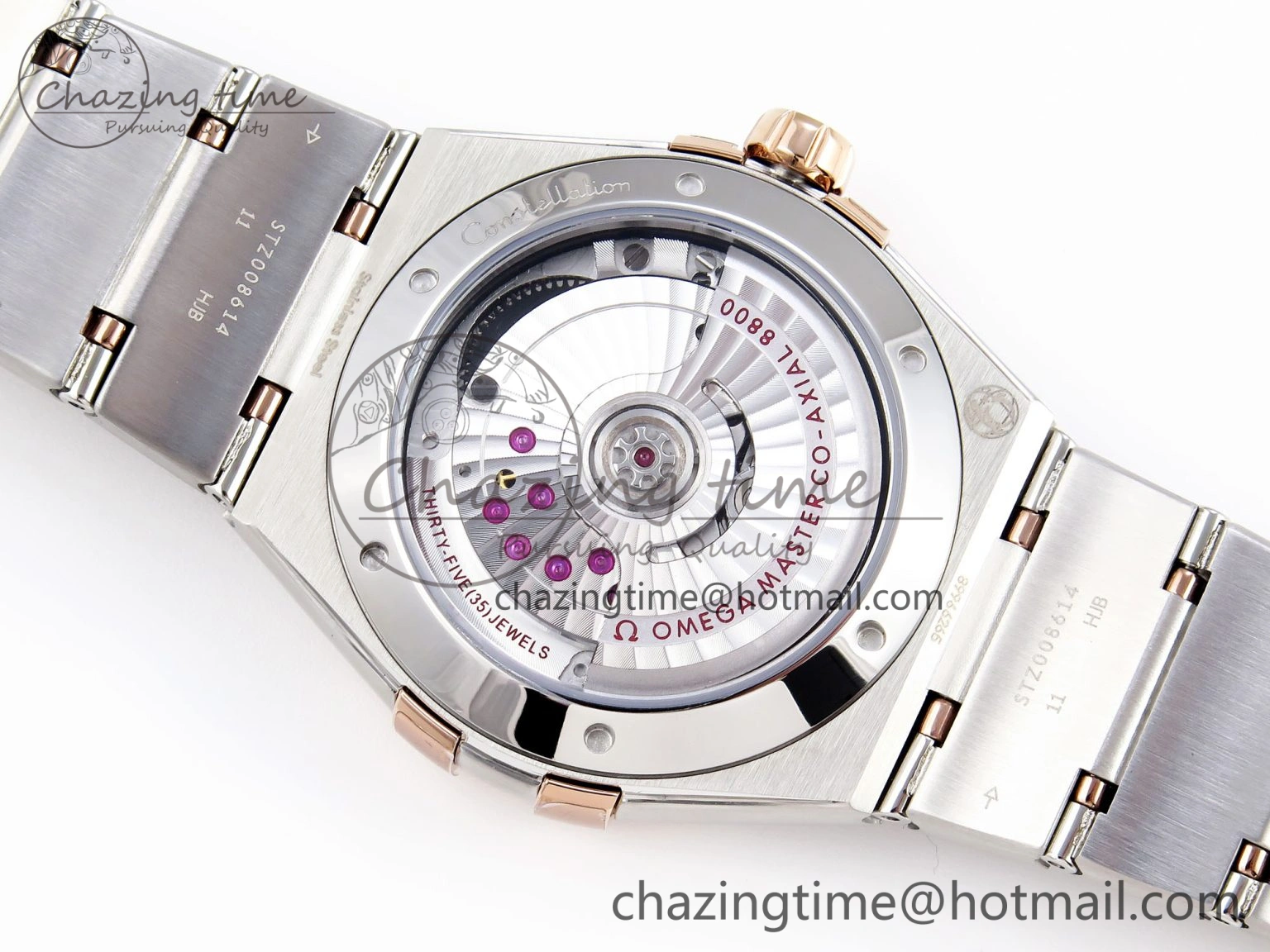 Constellation 39mm SS RG Diamonds Bezel ASWF 1:1 Best Edition White Diamonds Dial on SS RG Bracelet A8800