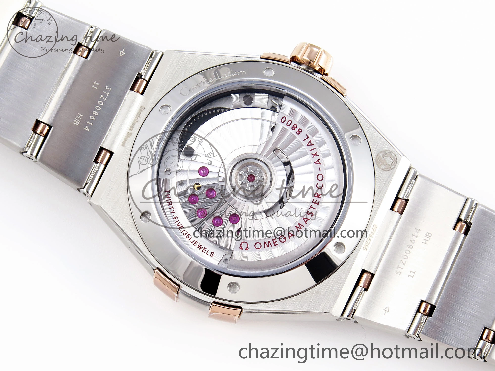 Constellation 39mm SS RG Diamonds Bezel ASWF 1:1 Best Edition White Diamonds Dial on SS RG Bracelet A8800