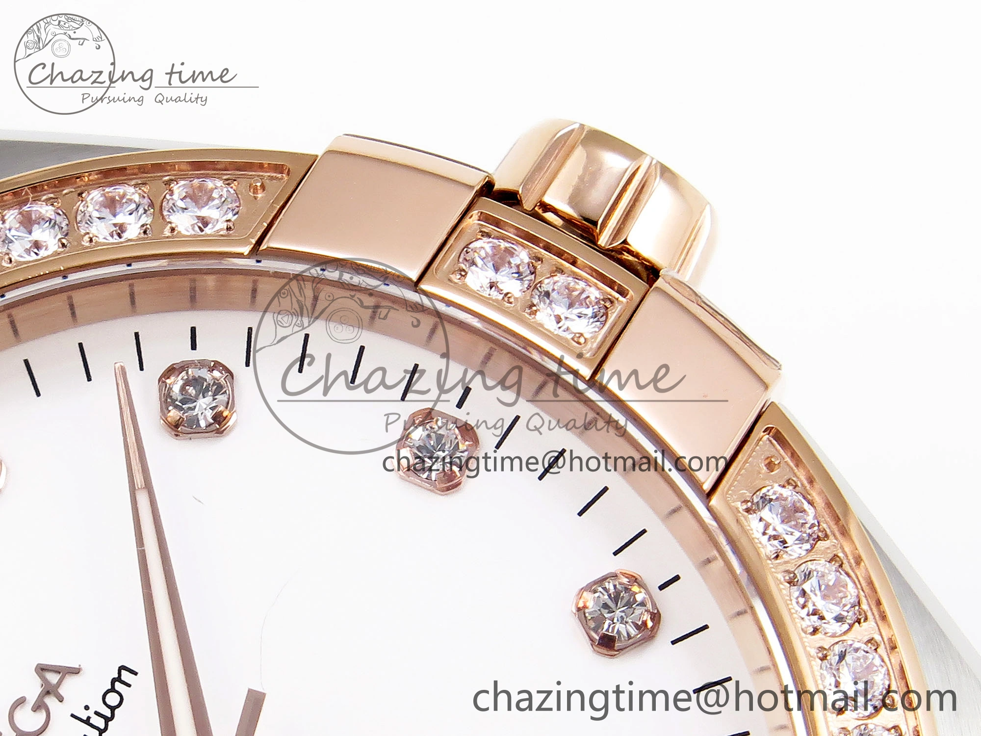 Constellation 39mm SS RG Diamonds Bezel ASWF 1:1 Best Edition White Diamonds Dial on SS RG Bracelet A8800