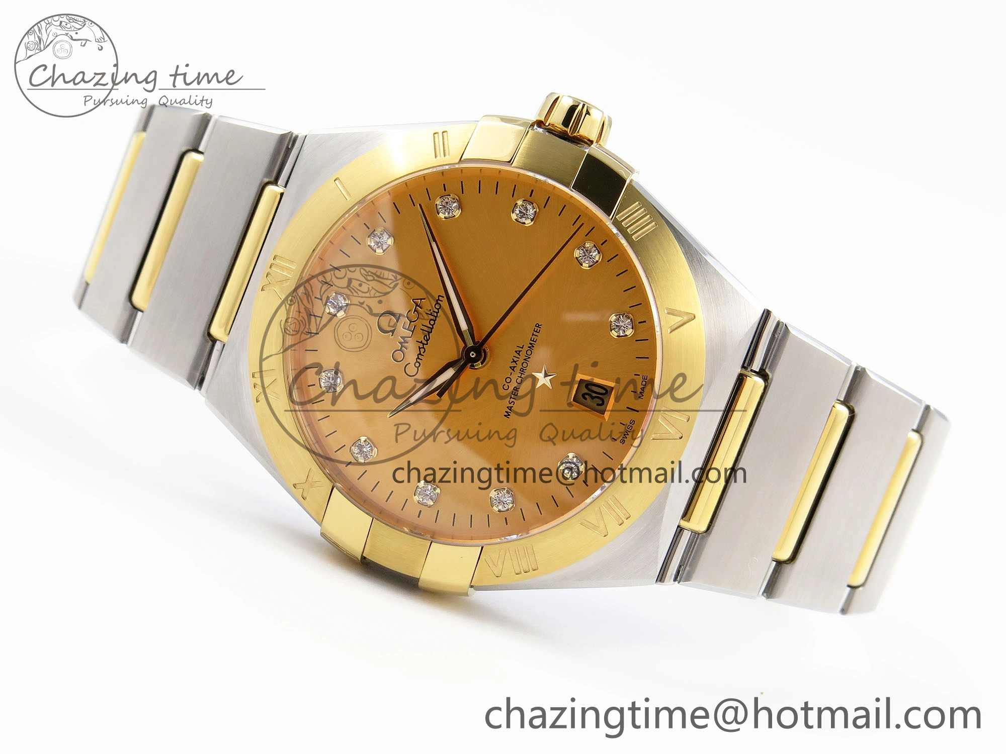 Constellation 39mm SS YG ASWF 1:1 Best Edition YG Diamonds Dial on SS YG Bracelet A8800