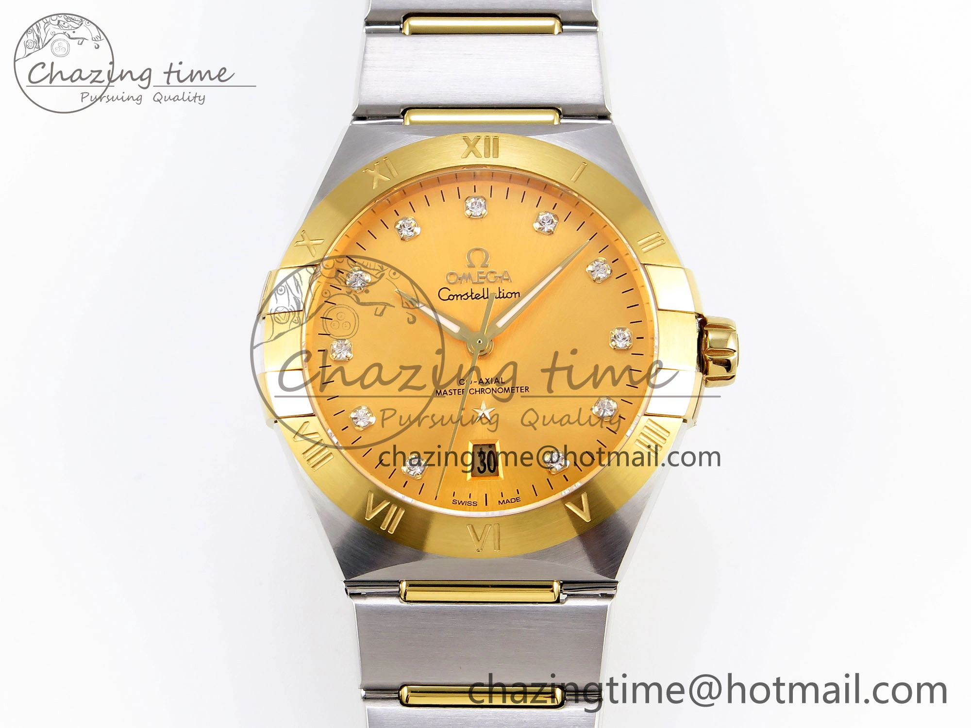 Constellation 39mm SS YG ASWF 1:1 Best Edition YG Diamonds Dial on SS YG Bracelet A8800