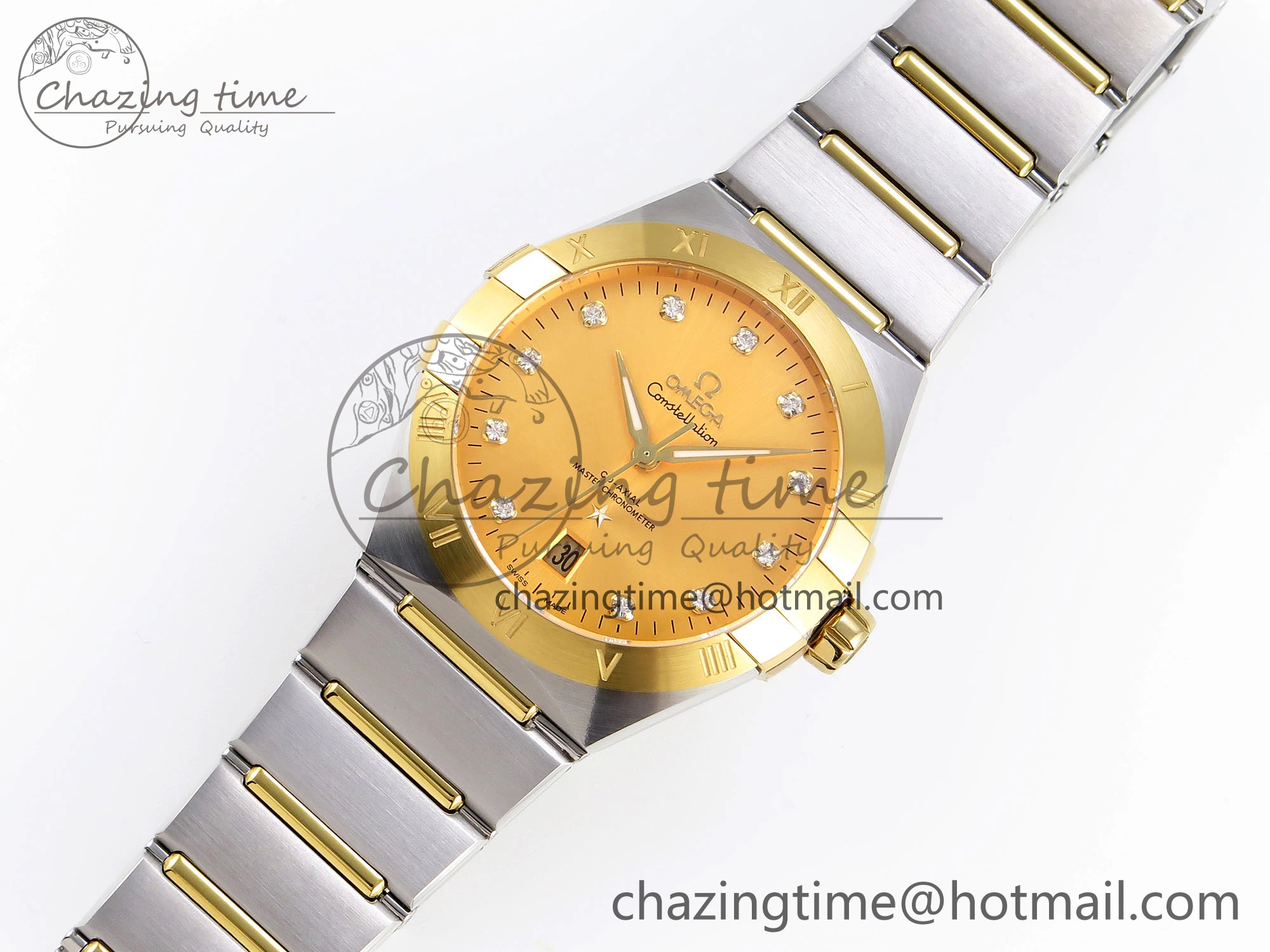 Constellation 39mm SS YG ASWF 1:1 Best Edition YG Diamonds Dial on SS YG Bracelet A8800