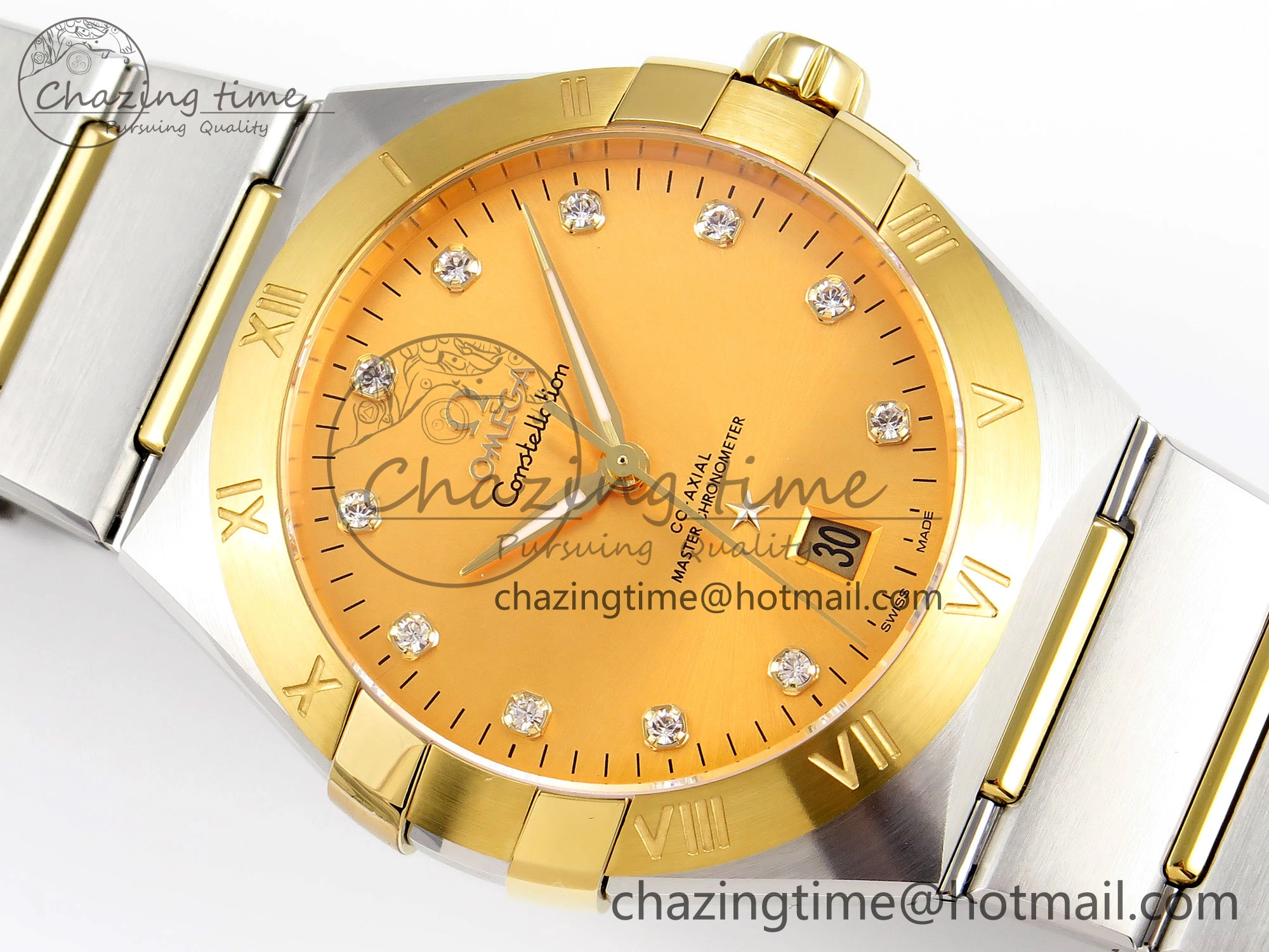 Constellation 39mm SS YG ASWF 1:1 Best Edition YG Diamonds Dial on SS YG Bracelet A8800