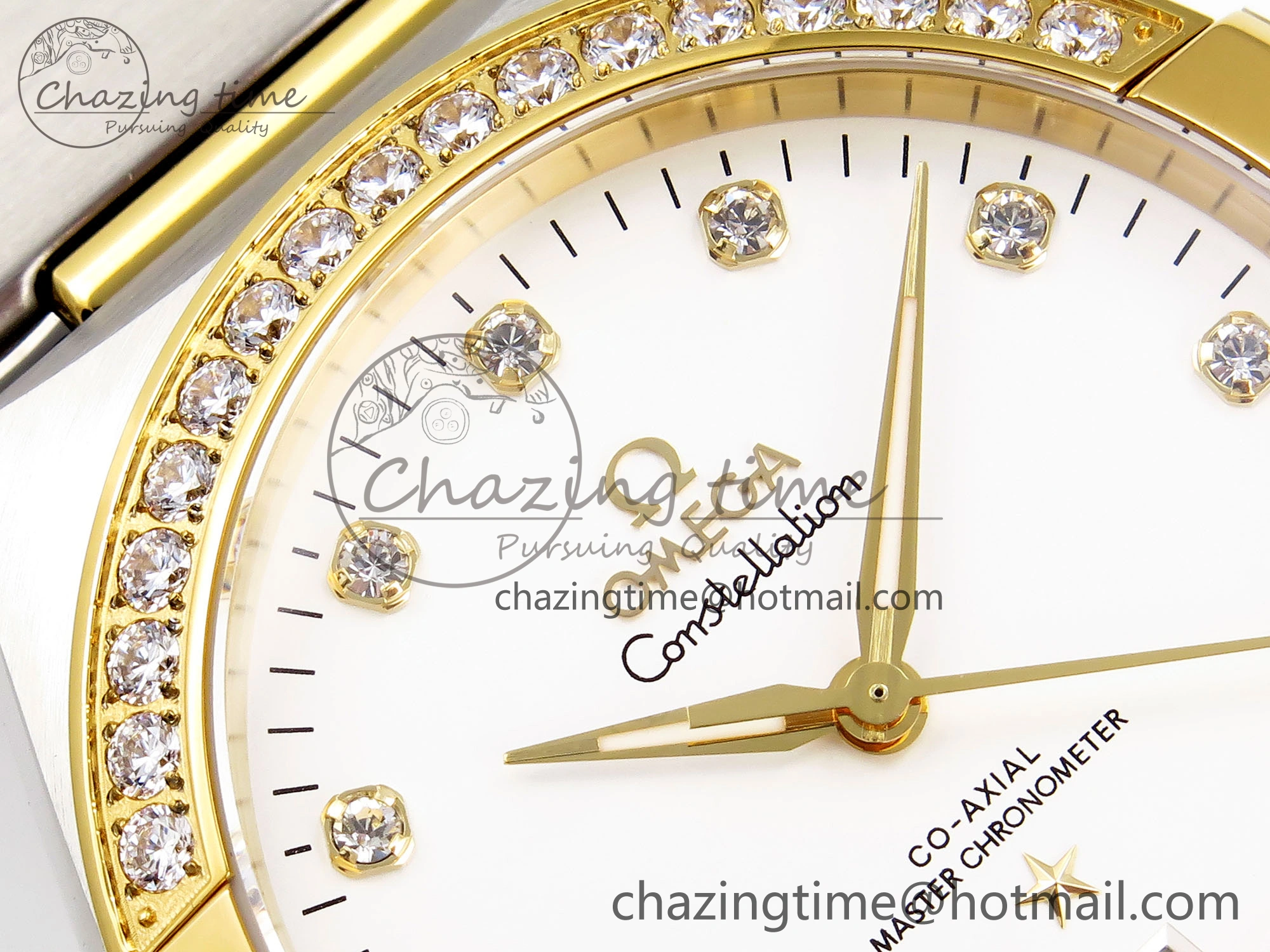 Constellation 39mm SS YG Diamonds Bezel ASWF 1:1 Best Edition White Diamonds Dial on SS YG Bracelet A8800