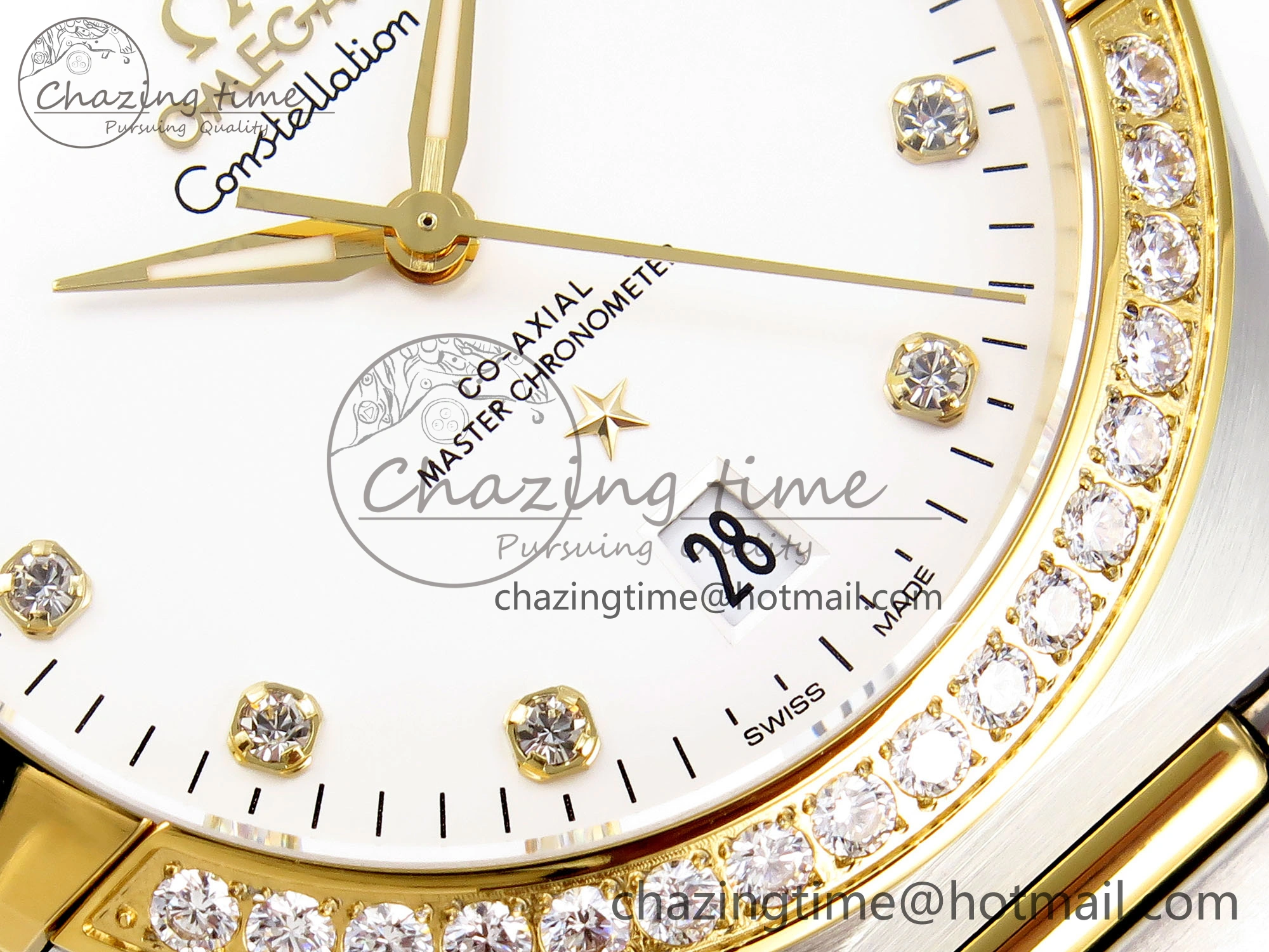 Constellation 39mm SS YG Diamonds Bezel ASWF 1:1 Best Edition White Diamonds Dial on SS YG Bracelet A8800