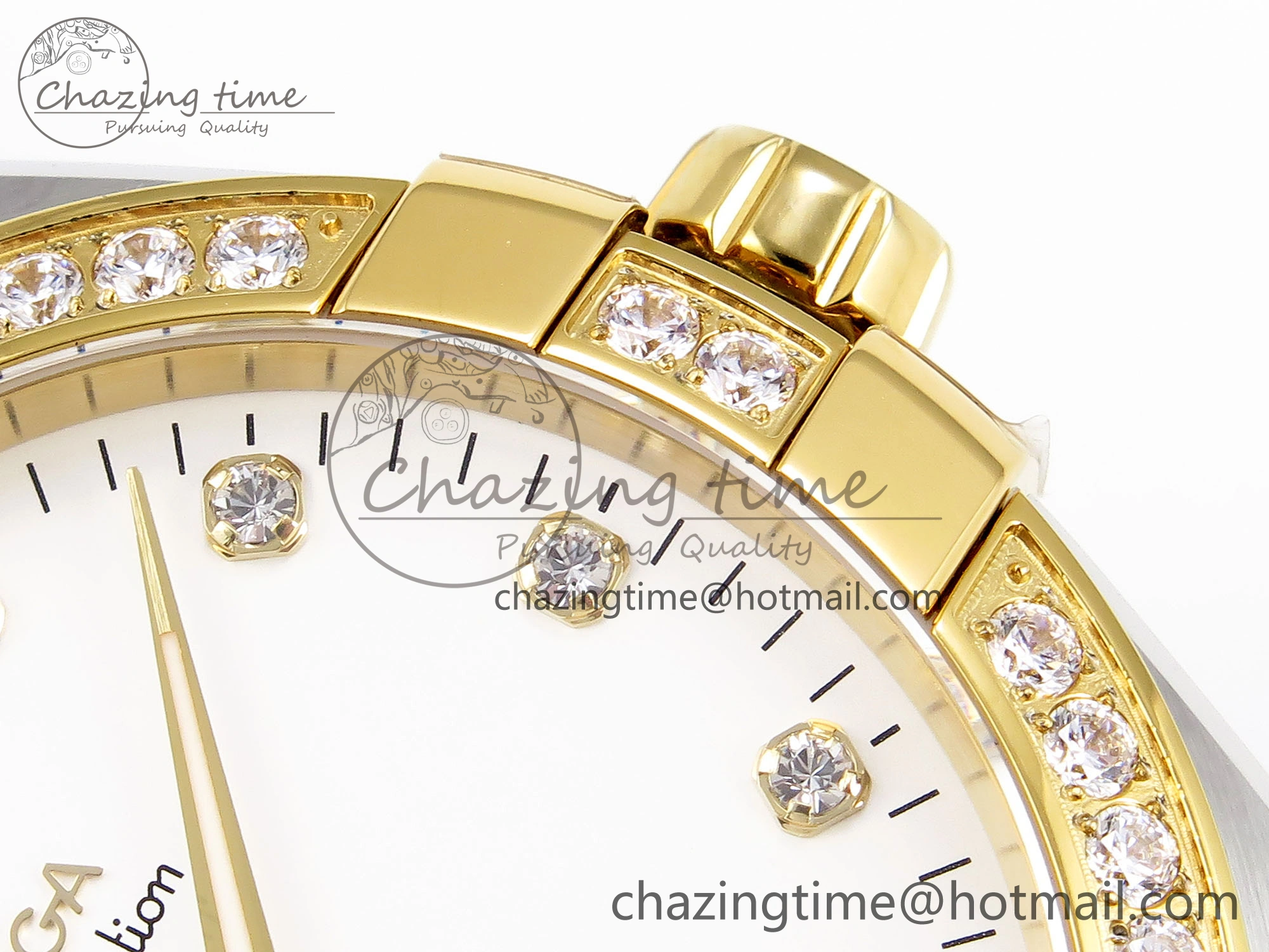 Constellation 39mm SS YG Diamonds Bezel ASWF 1:1 Best Edition White Diamonds Dial on SS YG Bracelet A8800