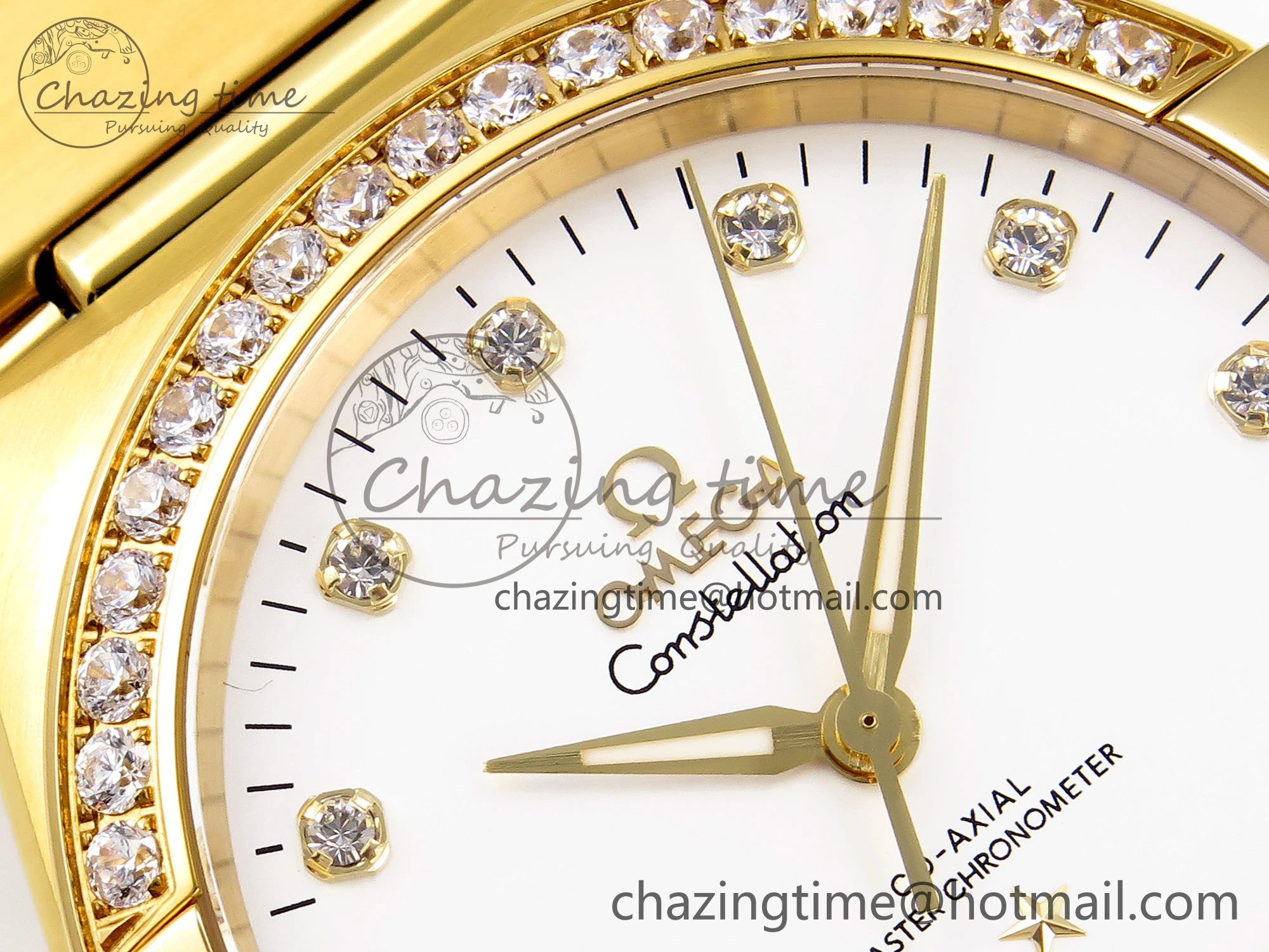 Constellation 39mm YG Diamonds Bezel ASWF 1:1 Best Edition White Diamonds Dial on YG Bracelet A8801
