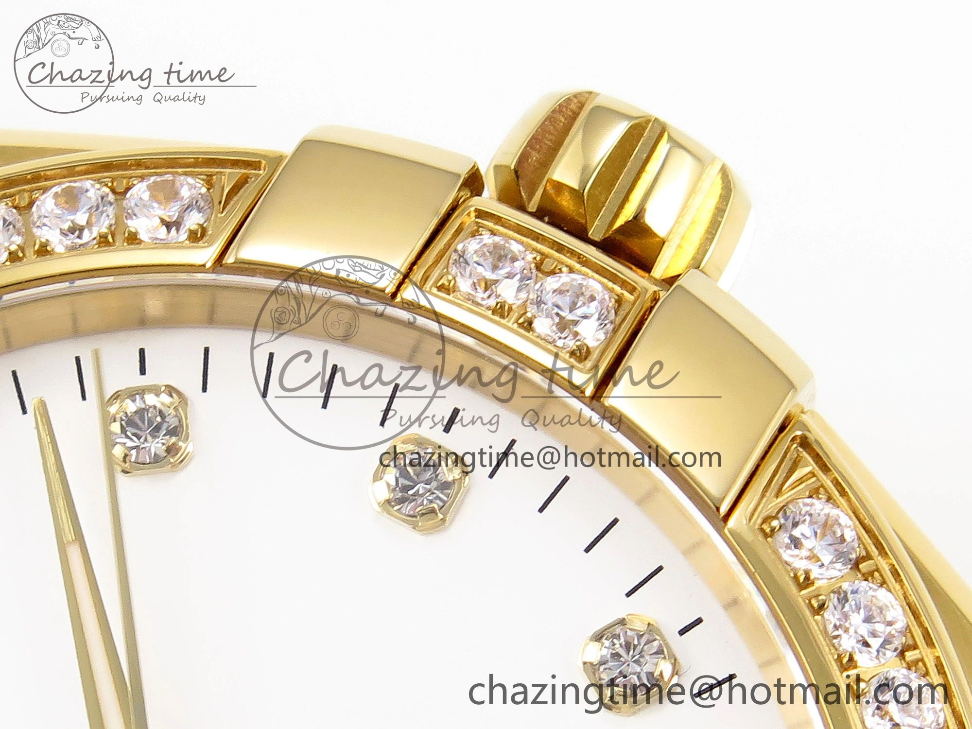 Constellation 39mm YG Diamonds Bezel ASWF 1:1 Best Edition White Diamonds Dial on YG Bracelet A8801