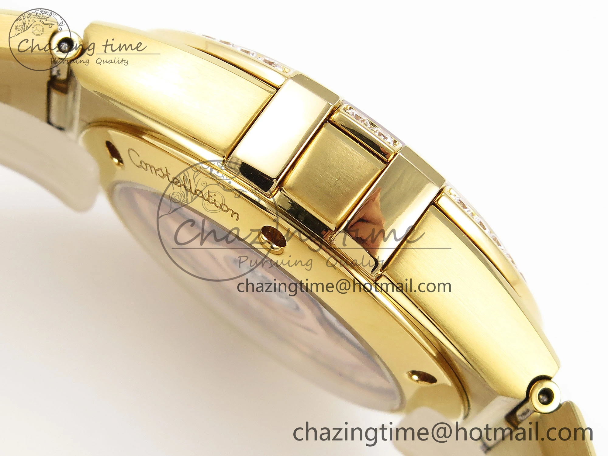 Constellation 39mm YG Diamonds Bezel ASWF 1:1 Best Edition White Diamonds Dial on YG Bracelet A8801