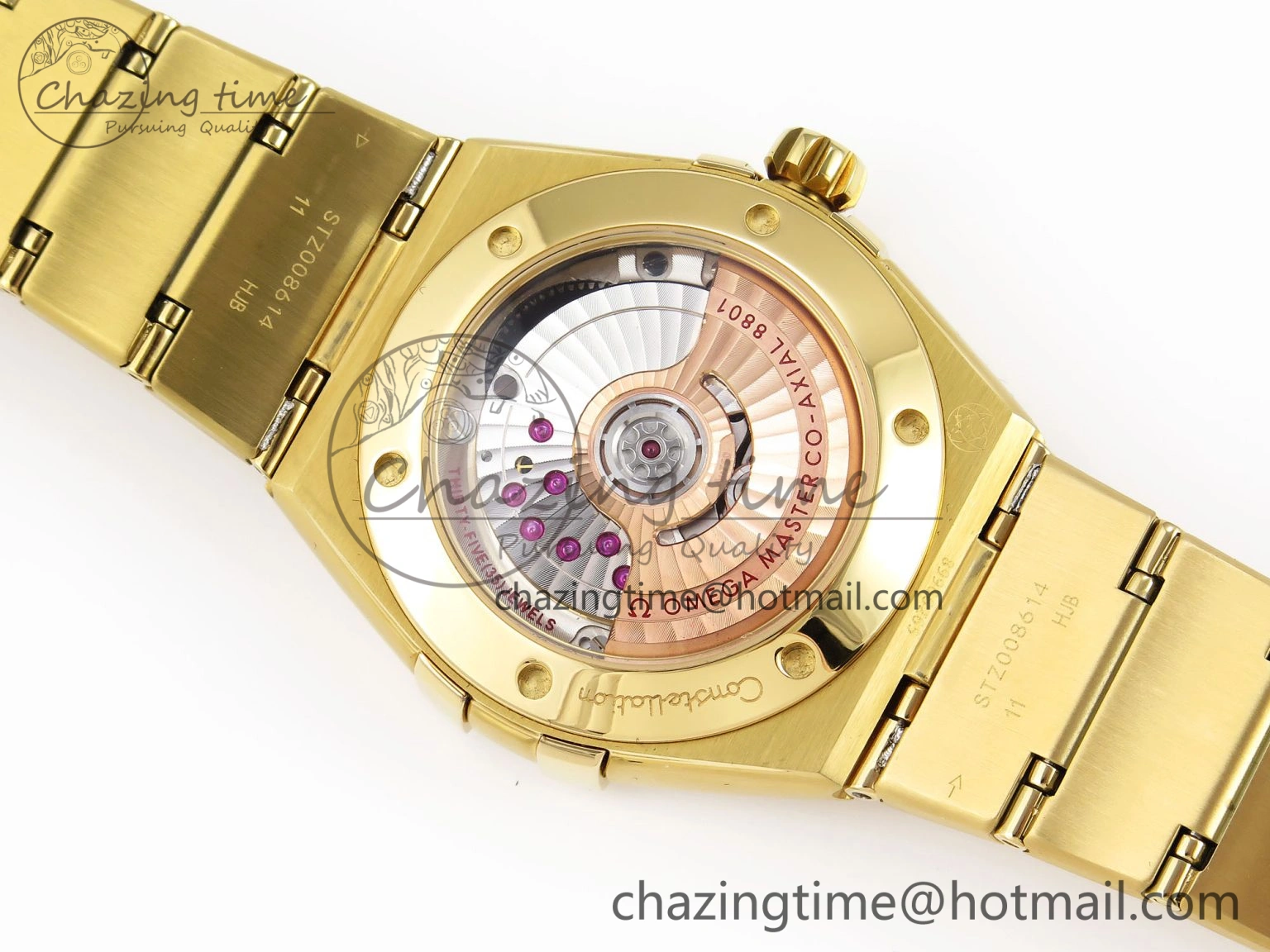 Constellation 39mm YG Diamonds Bezel ASWF 1:1 Best Edition White Diamonds Dial on YG Bracelet A8801