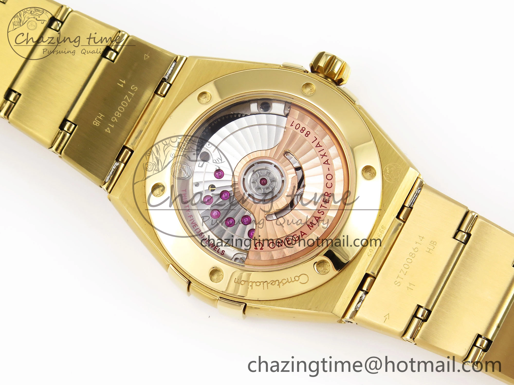 Constellation 39mm YG Diamonds Bezel ASWF 1:1 Best Edition White Diamonds Dial on YG Bracelet A8801