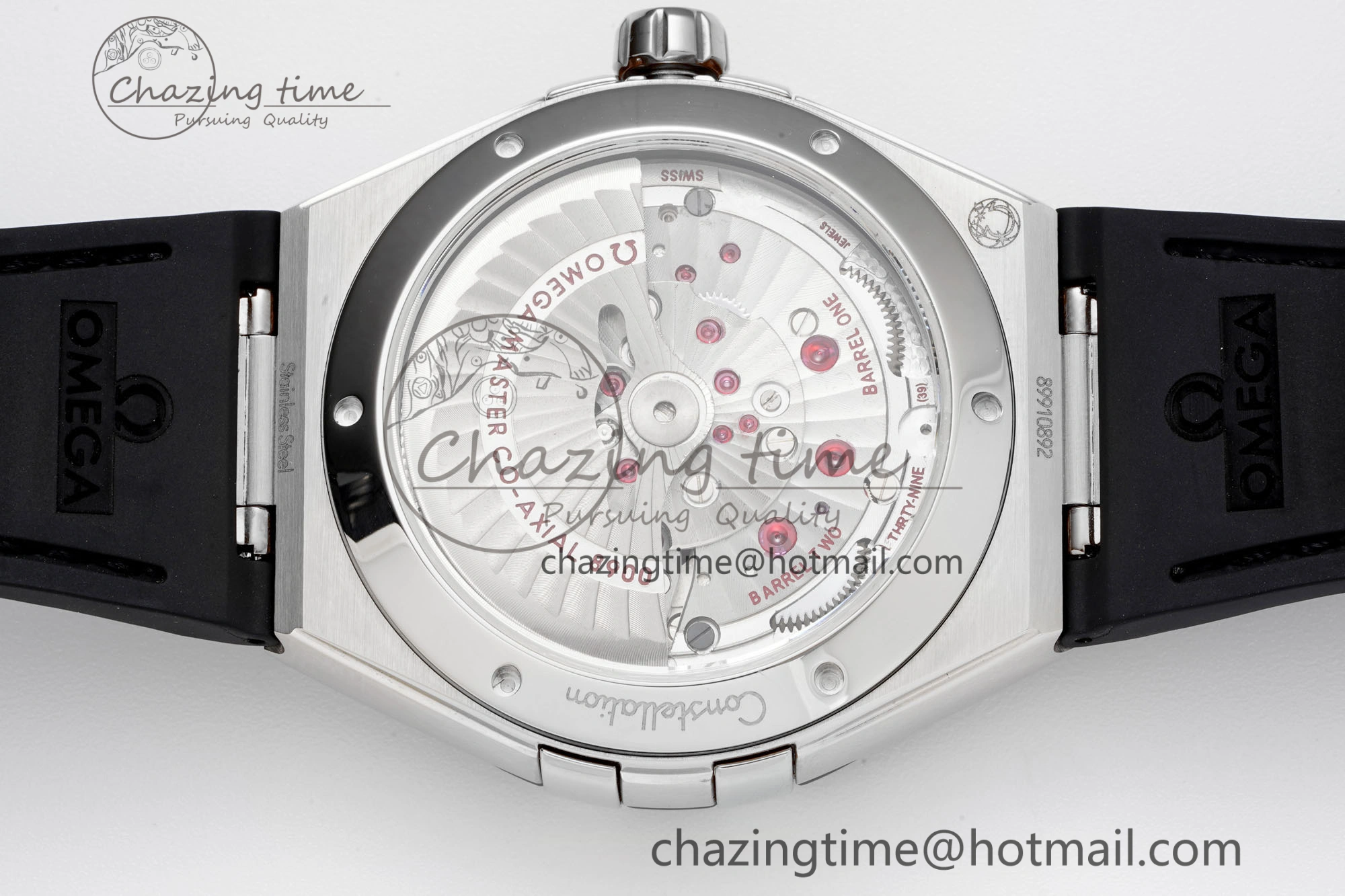 Constellation Black Ceramic SS 8F 1:1 Best Edition Black Dial on Black Gummy Strap A8900