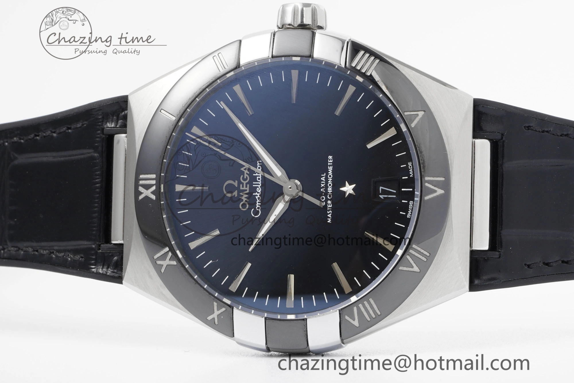 Constellation Black Ceramic SS 8F 1:1 Best Edition Black Dial on Black Gummy Strap A8900