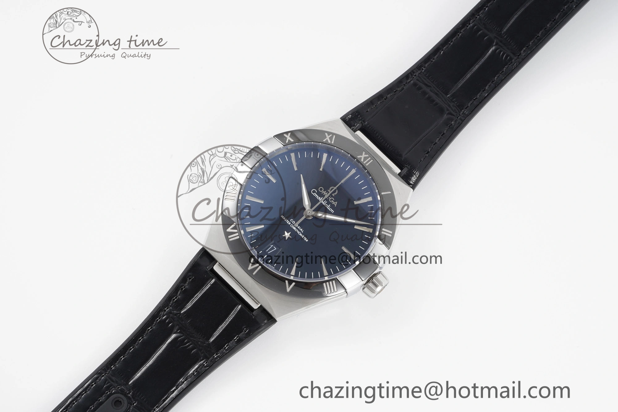 Constellation Black Ceramic SS 8F 1:1 Best Edition Black Dial on Black Gummy Strap A8900