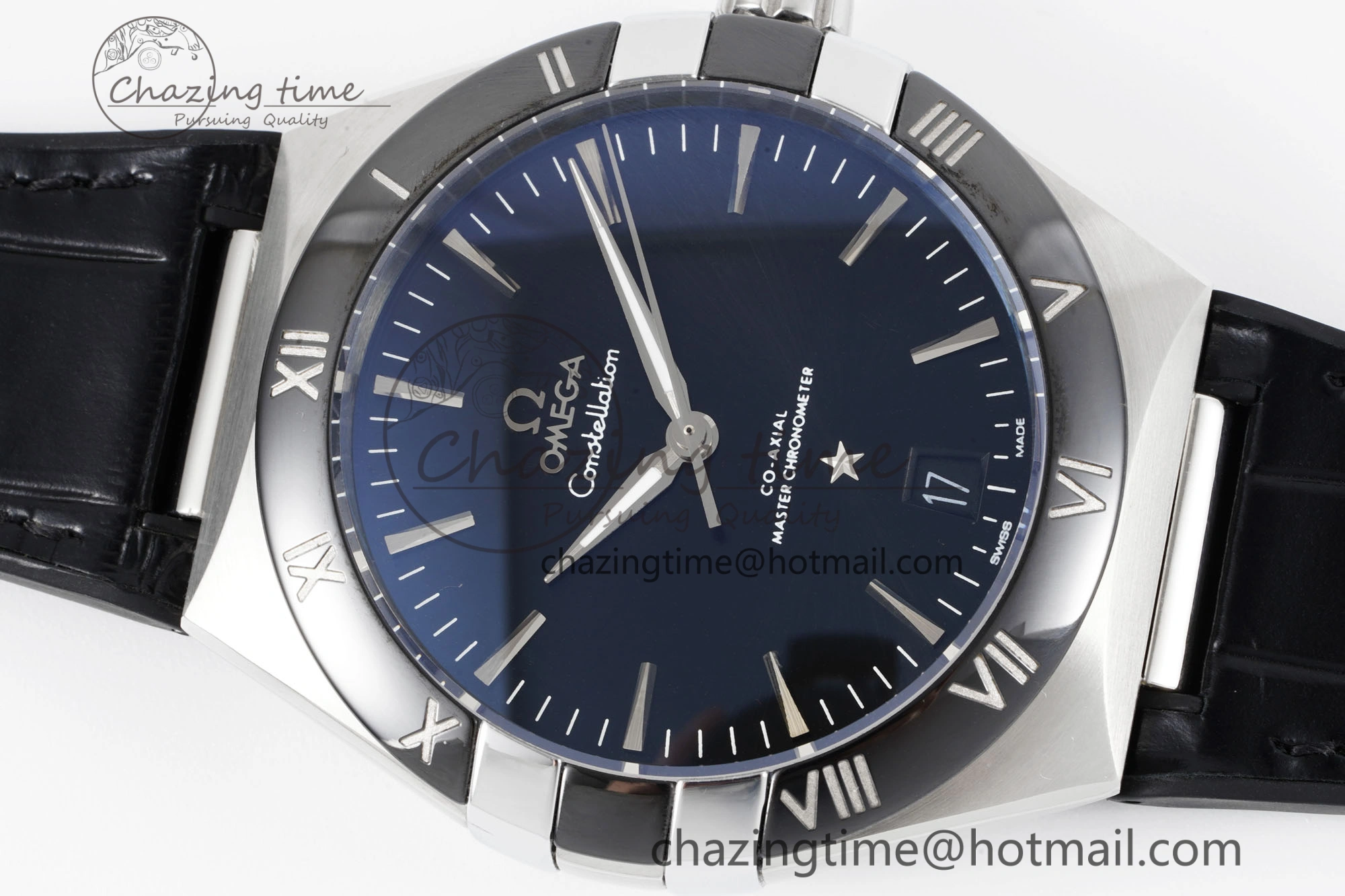 Constellation Black Ceramic SS 8F 1:1 Best Edition Black Dial on Black Gummy Strap A8900