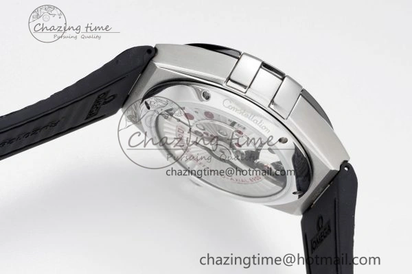 Constellation Black Ceramic SS 8F 1:1 Best Edition White Textured Dial on Black Gummy Strap A8900