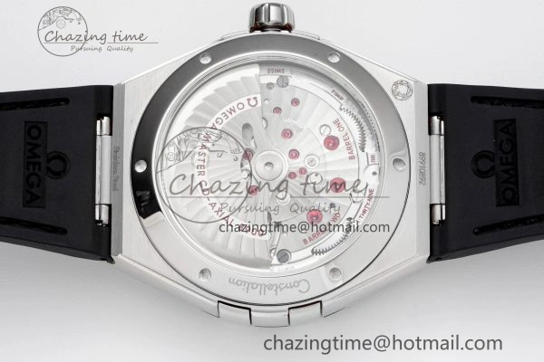 Constellation Black Ceramic SS 8F 1:1 Best Edition White Textured Dial on Black Gummy Strap A8900