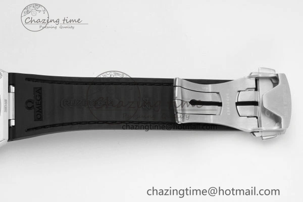 Constellation Black Ceramic SS 8F 1:1 Best Edition White Textured Dial on Black Gummy Strap A8900