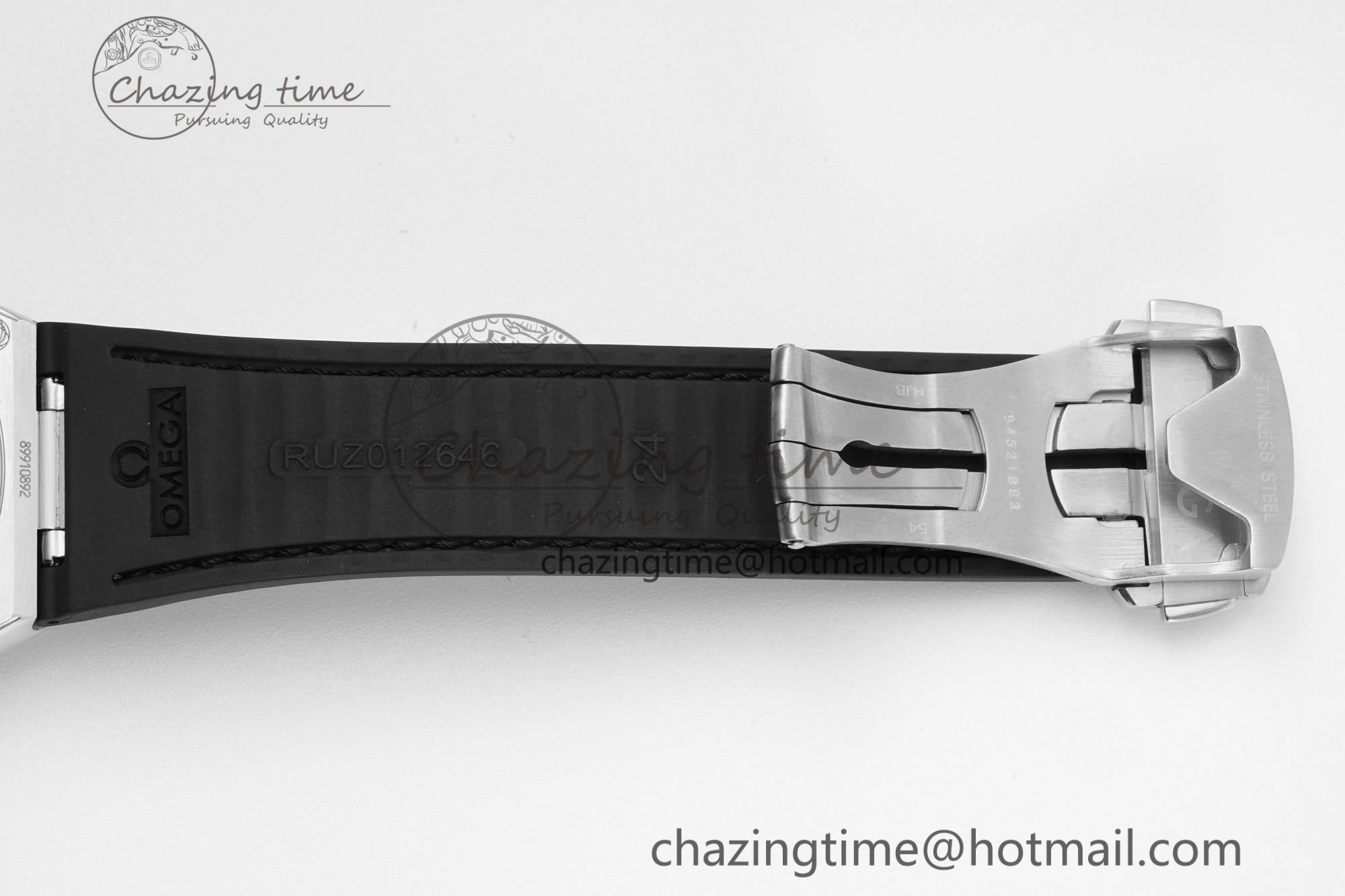 Constellation Black Ceramic SS 8F 1:1 Best Edition White Textured Dial on Black Gummy Strap A8900