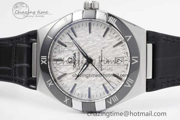Constellation Black Ceramic SS 8F 1:1 Best Edition White Textured Dial on Black Gummy Strap A8900