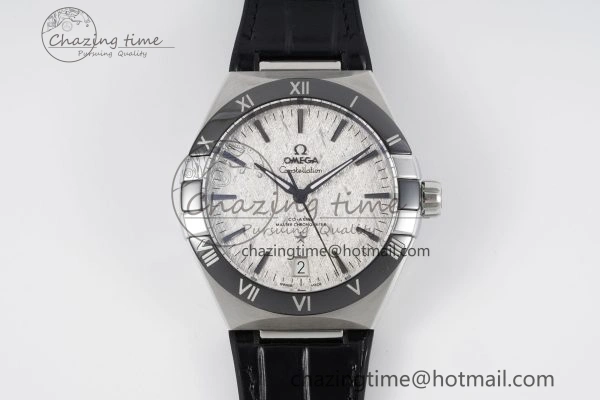 Constellation Black Ceramic SS 8F 1:1 Best Edition White Textured Dial on Black Gummy Strap A8900