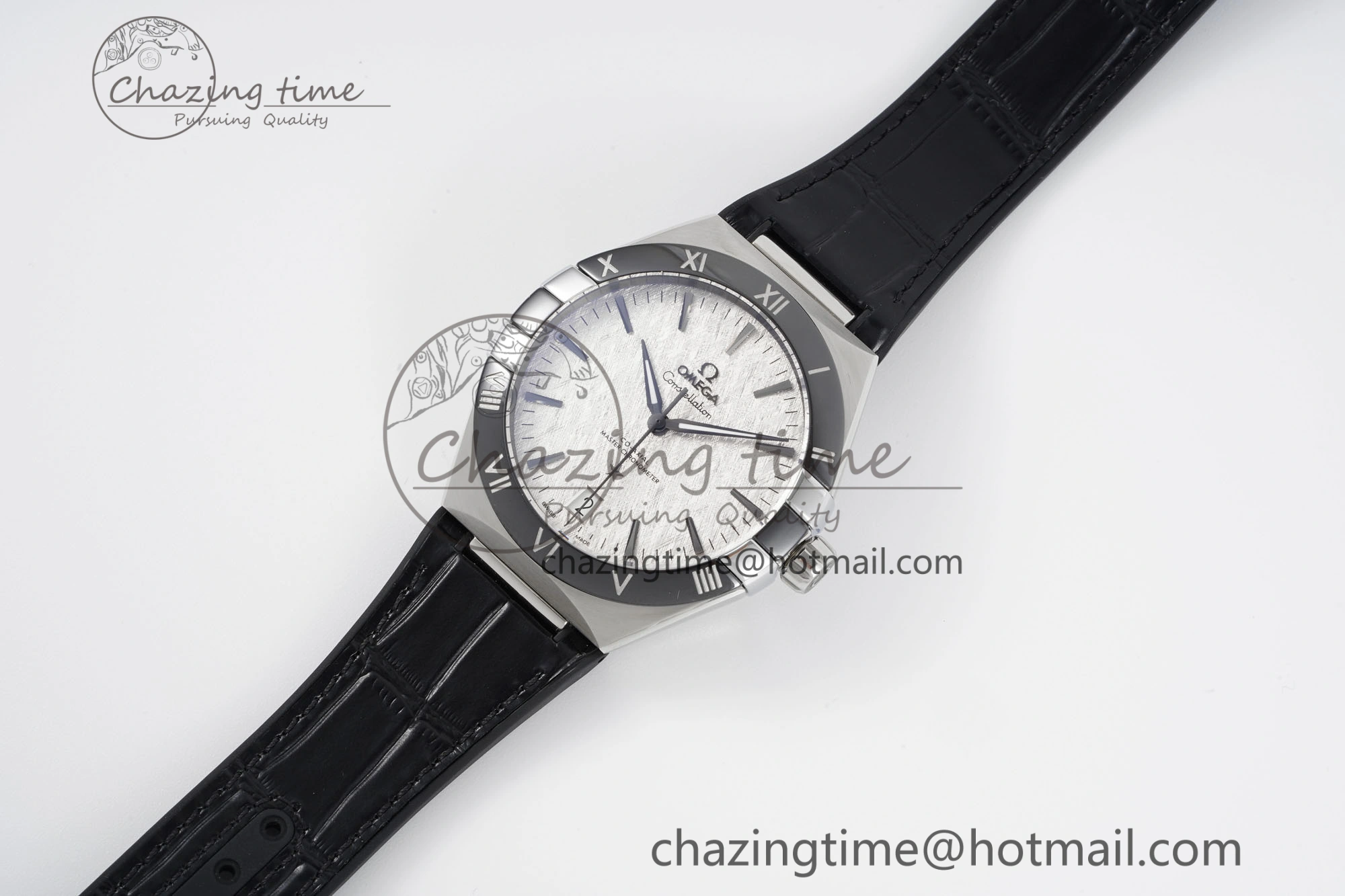 Constellation Black Ceramic SS 8F 1:1 Best Edition White Textured Dial on Black Gummy Strap A8900
